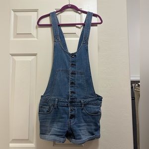 Free People Century Denim Button Front Shortall - Sz 27
